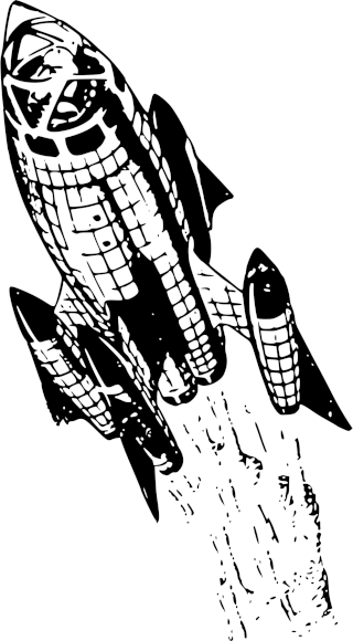 Rocket ship applying thrust.